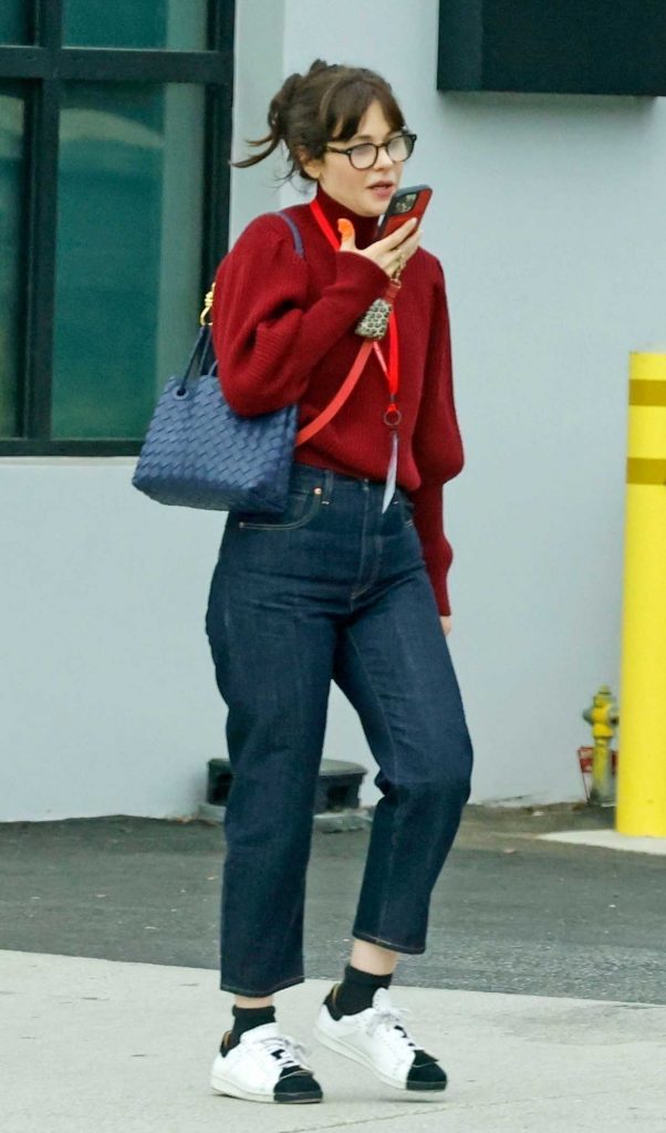 Zooey Deschanel in a Red Sweater