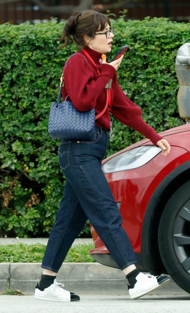 Zooey Deschanel in a Red Sweater