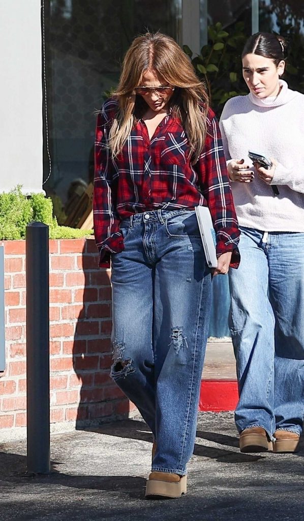 Jennifer Lopez in a Plaid Shirt