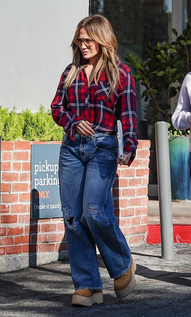 Jennifer Lopez in a Plaid Shirt