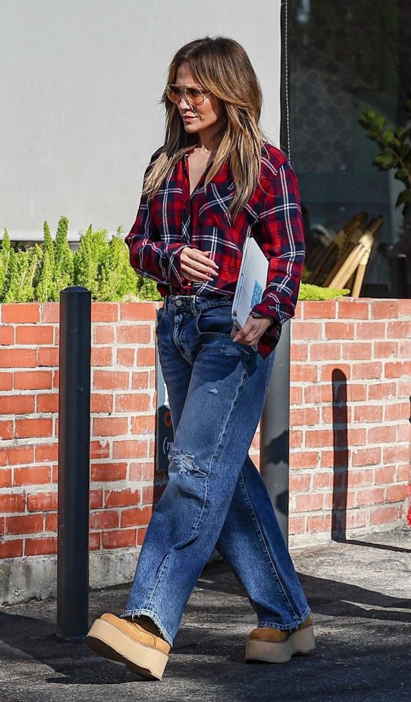 Jennifer Lopez in a Plaid Shirt