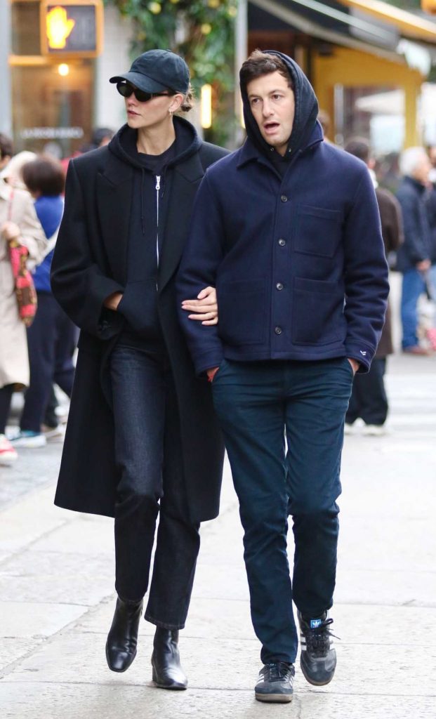 Karlie Kloss in a Black Coat