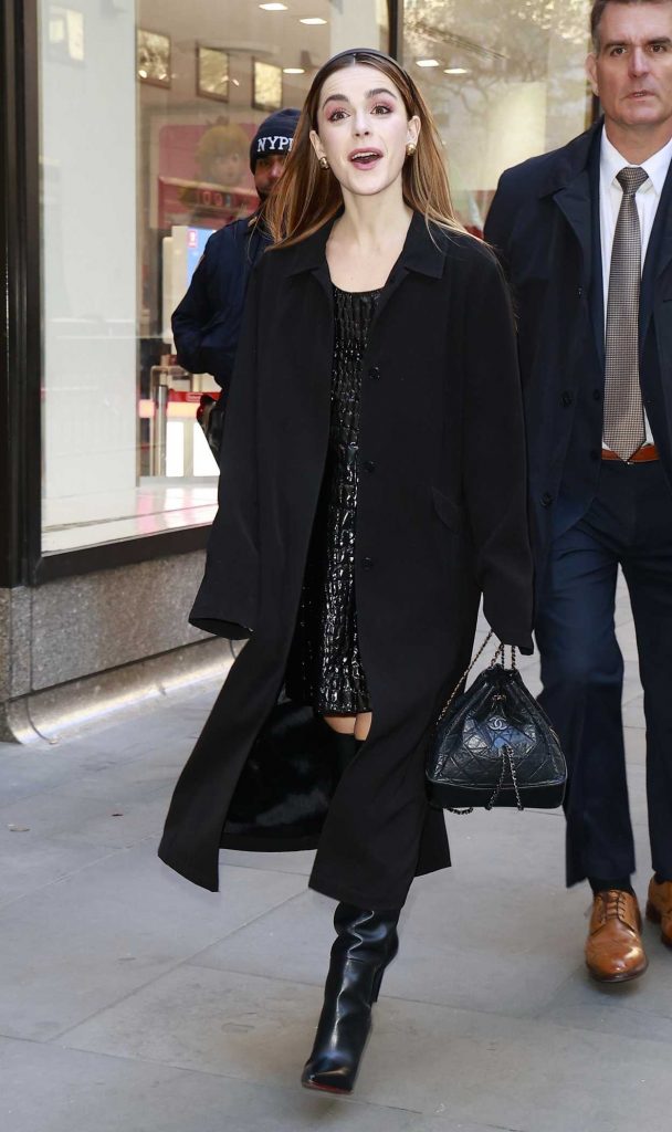 Kiernan Shipka in a Black Coat