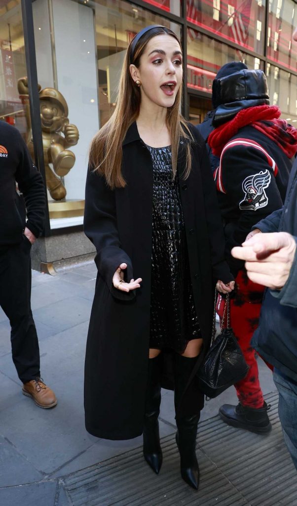 Kiernan Shipka in a Black Coat