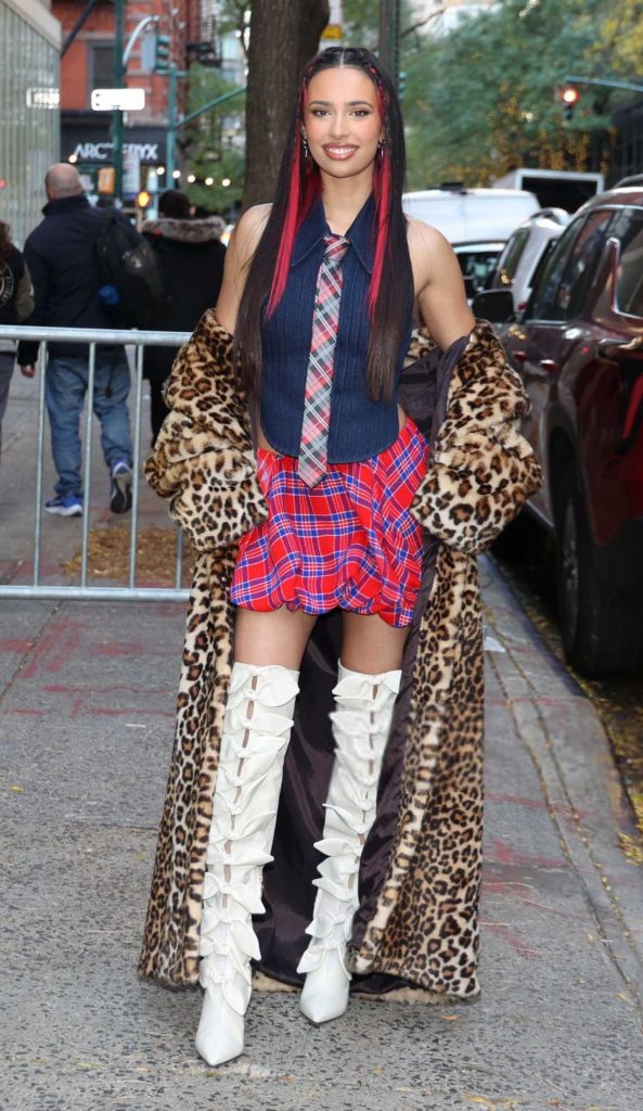 Kylie Cantrall in an Animal Print Fur Coat