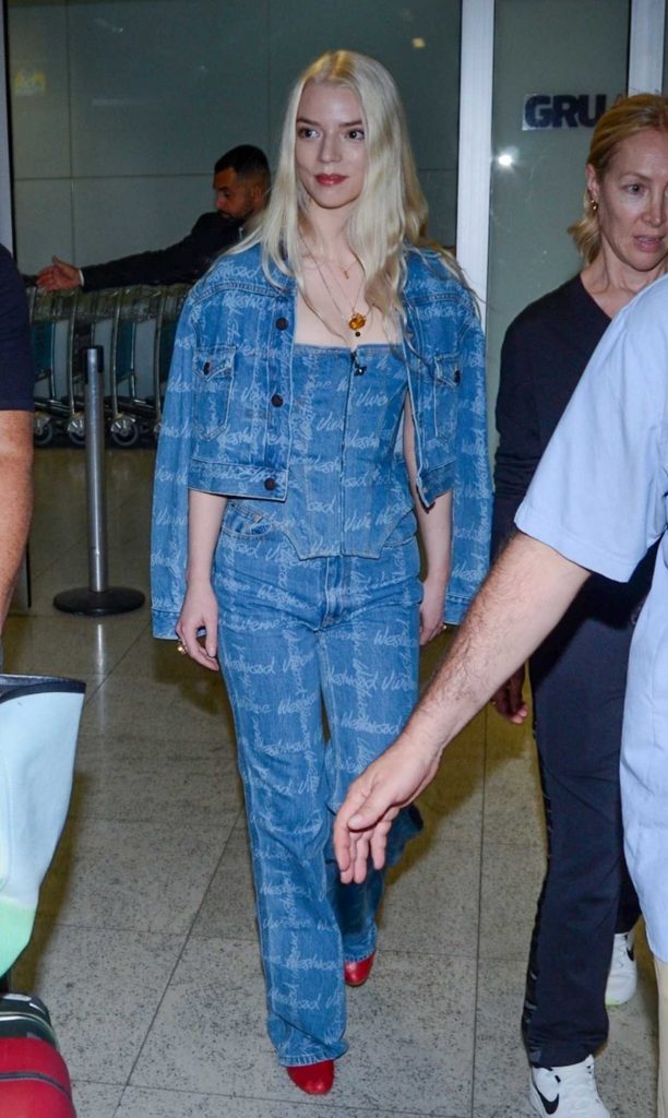 Anya Taylor-Joy in a Blue Pantsuit