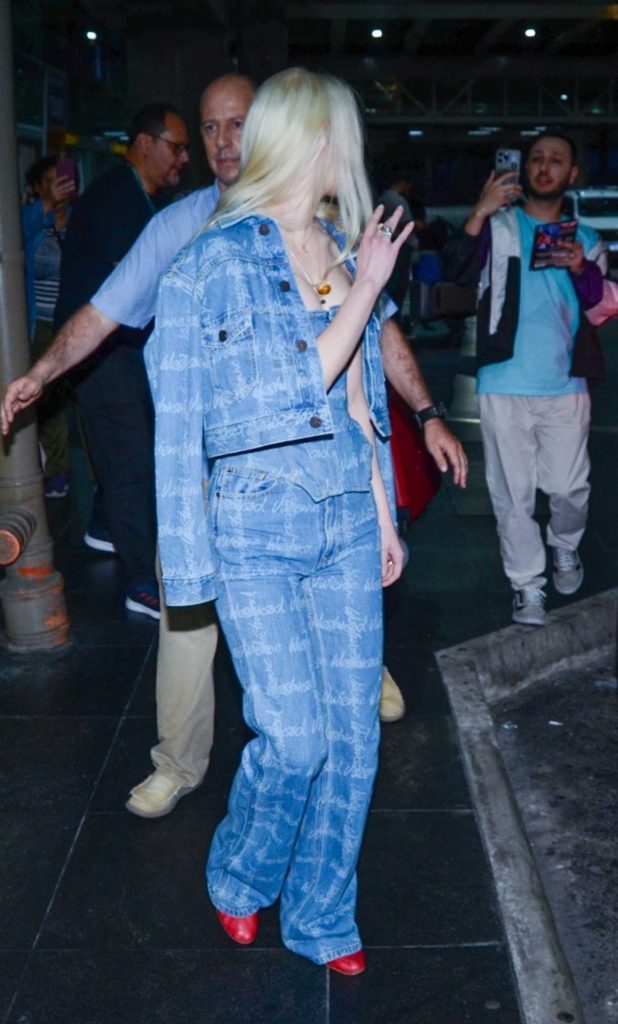 Anya Taylor-Joy in a Blue Pantsuit