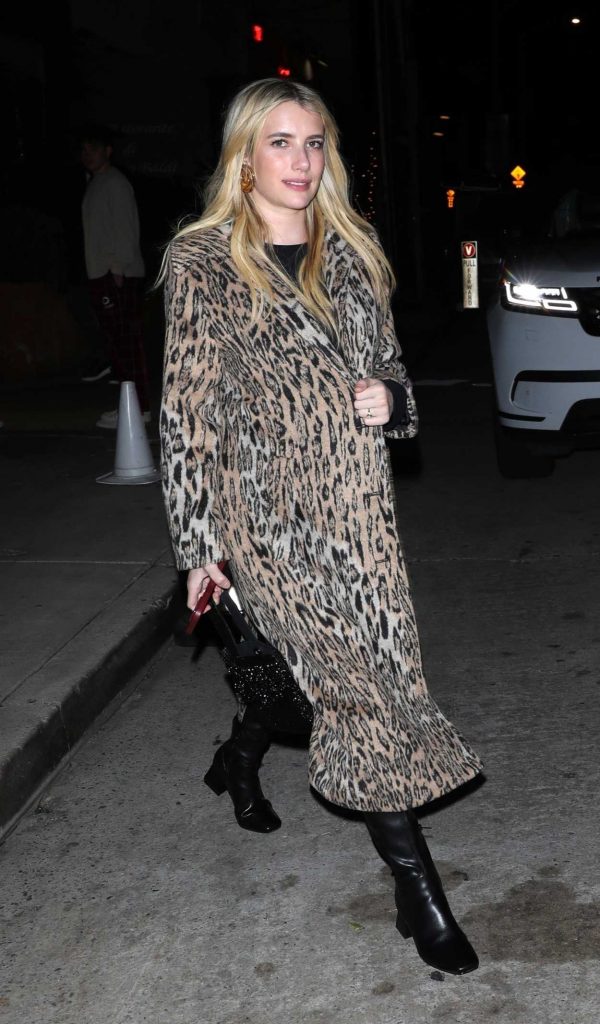 Emma Roberts in an Animal Print Coat