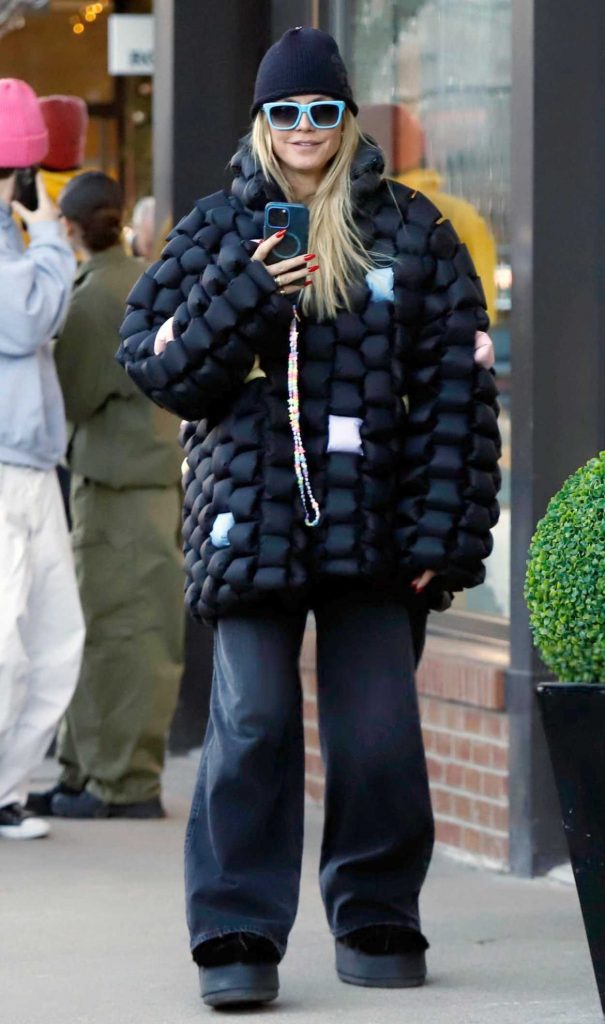 Heidi Klum in a Black Beanie Hat