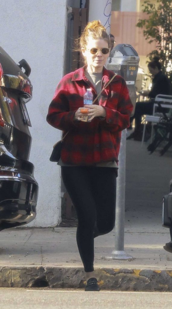 Kate Mara in a Red Plaid Shirt