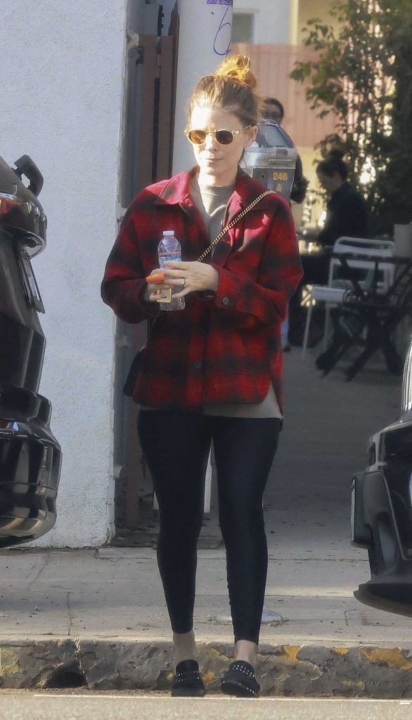 Kate Mara in a Red Plaid Shirt