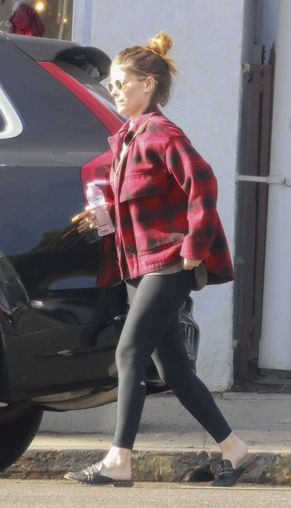 Kate Mara in a Red Plaid Shirt