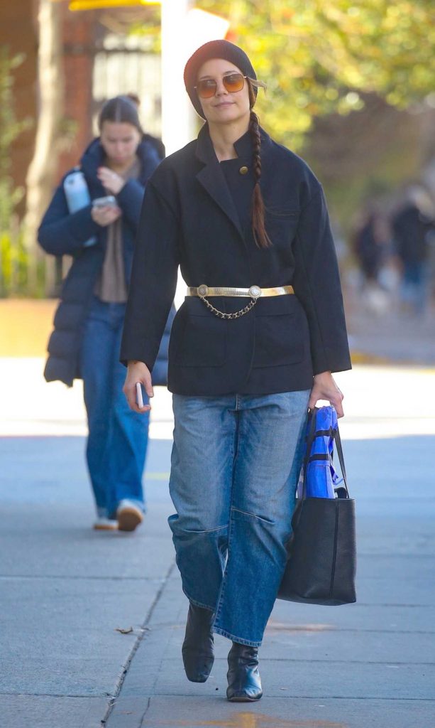 Katie Holmes in a Black Beanie Hat