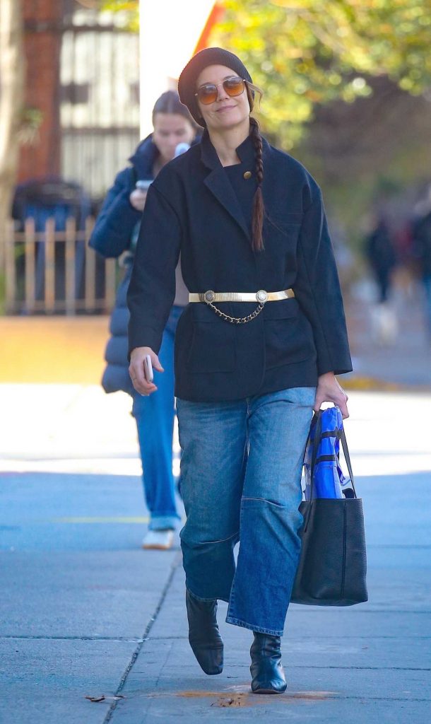 Katie Holmes in a Black Beanie Hat