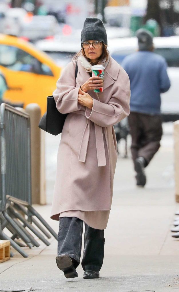 Katie Holmes in a Pink Coat