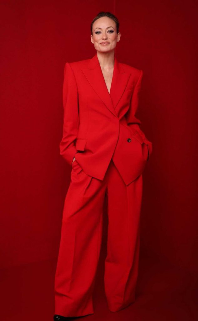 Olivia Wilde in a Red Pantsuit