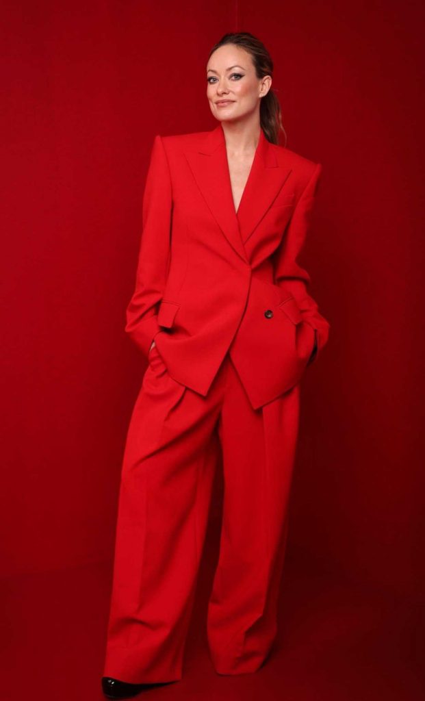 Olivia Wilde in a Red Pantsuit