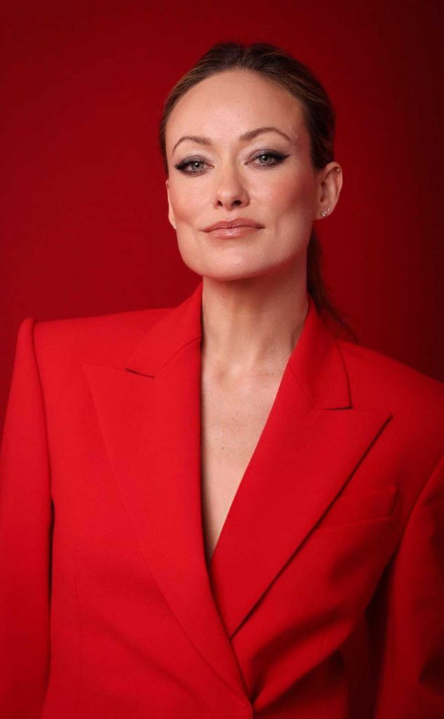 Olivia Wilde in a Red Pantsuit