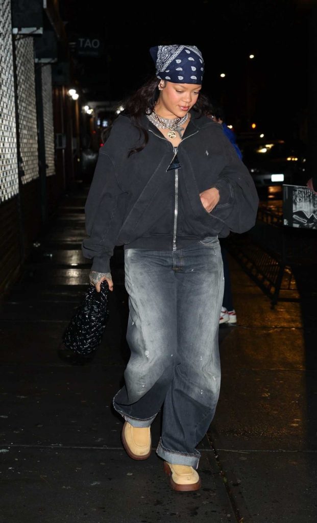 Rihanna in a Grey Oversized Hoodie