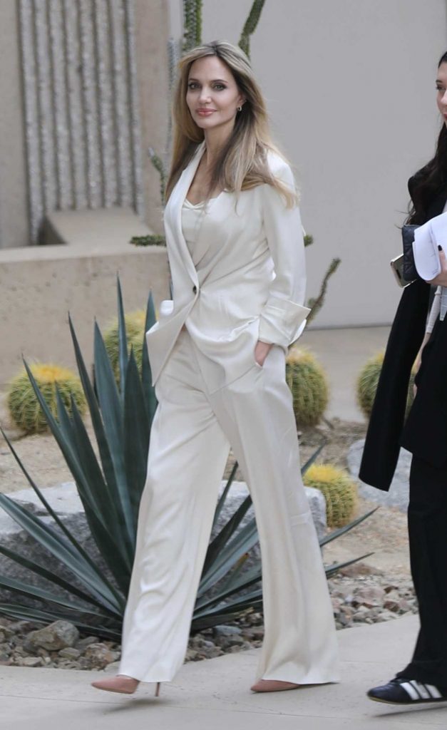 Angelina Jolie in a White Pantsuit