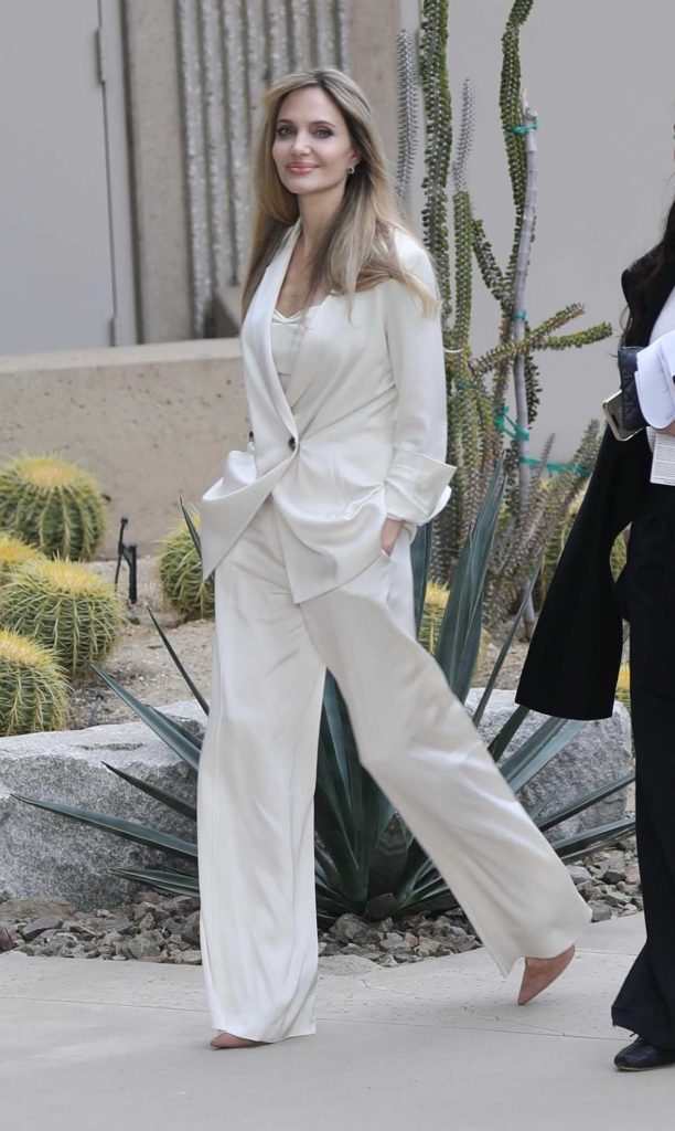 Angelina Jolie in a White Pantsuit