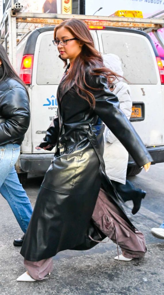 Anna Cathcart in a Black Leather Coat