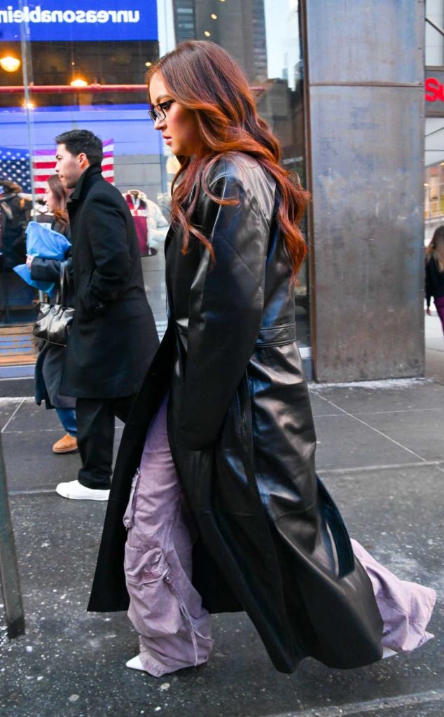 Anna Cathcart in a Black Leather Coat