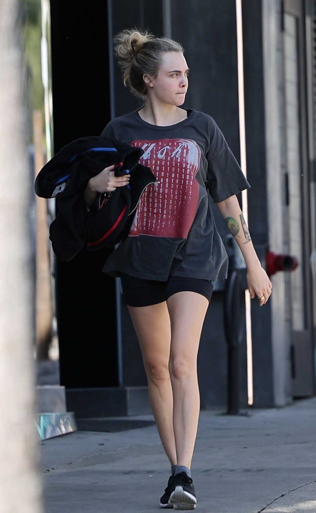 Cara Delevingne in a Black Tee