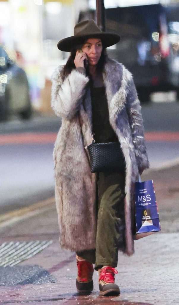 Davina McCall in a Grey Fur Coat