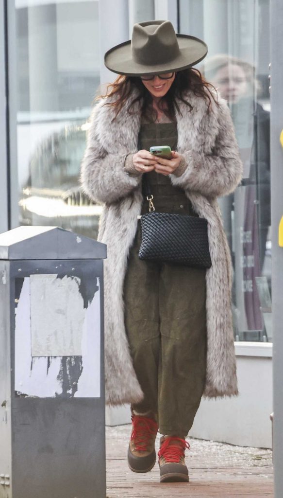 Davina McCall in a Grey Fur Coat