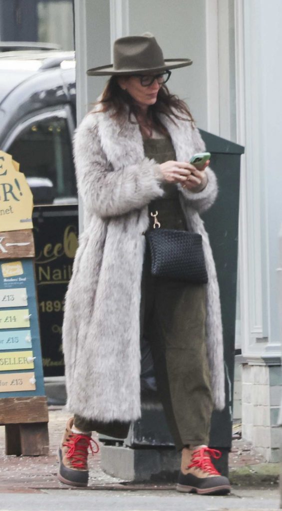 Davina McCall in a Grey Fur Coat