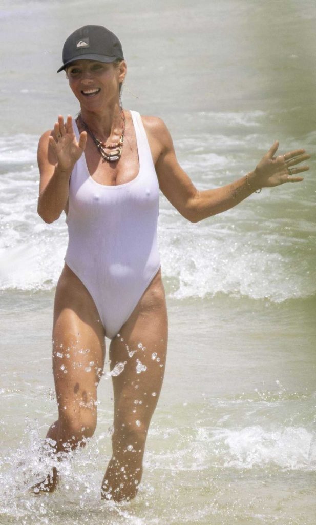 Elsa Pataky in a White Swimsuit