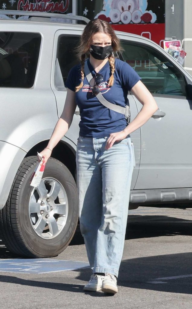 Joey King in a Black Protective Mask