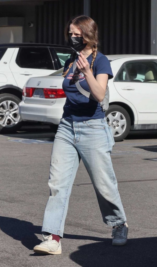 Joey King in a Black Protective Mask