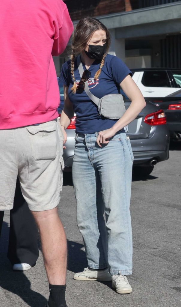 Joey King in a Black Protective Mask