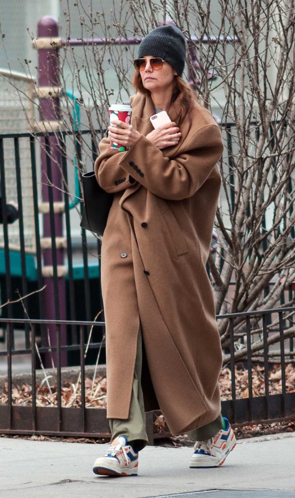 Katie Holmes in a Tan Coat