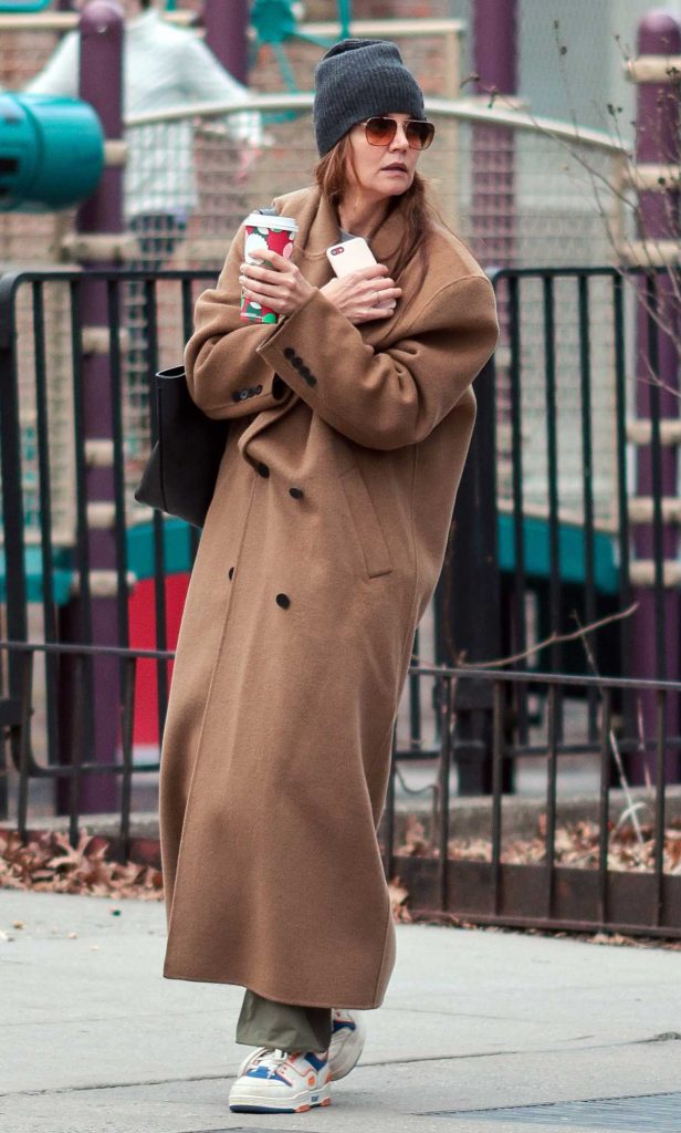 Katie Holmes in a Tan Coat