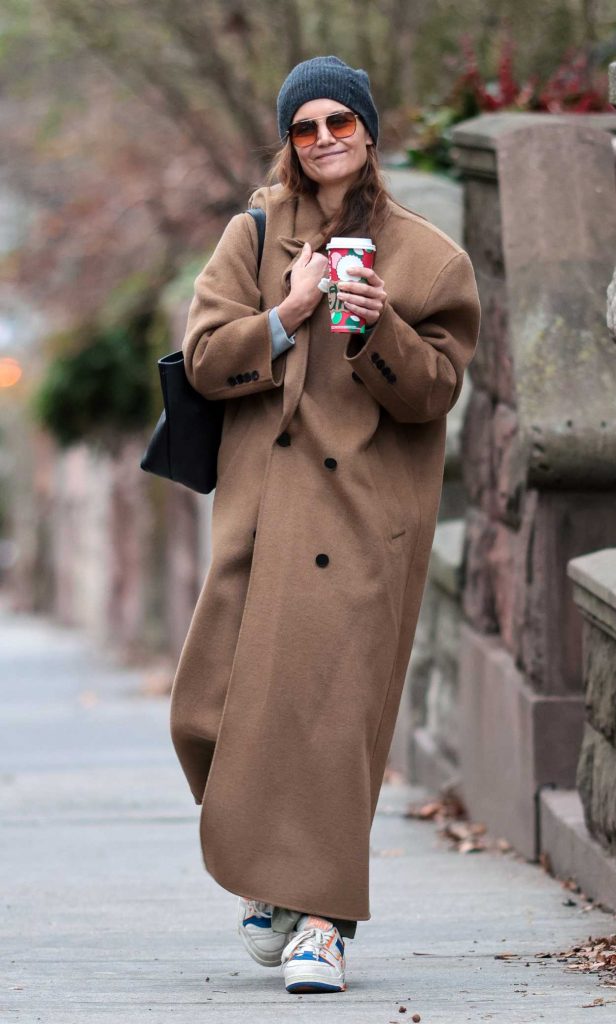 Katie Holmes in a Tan Coat