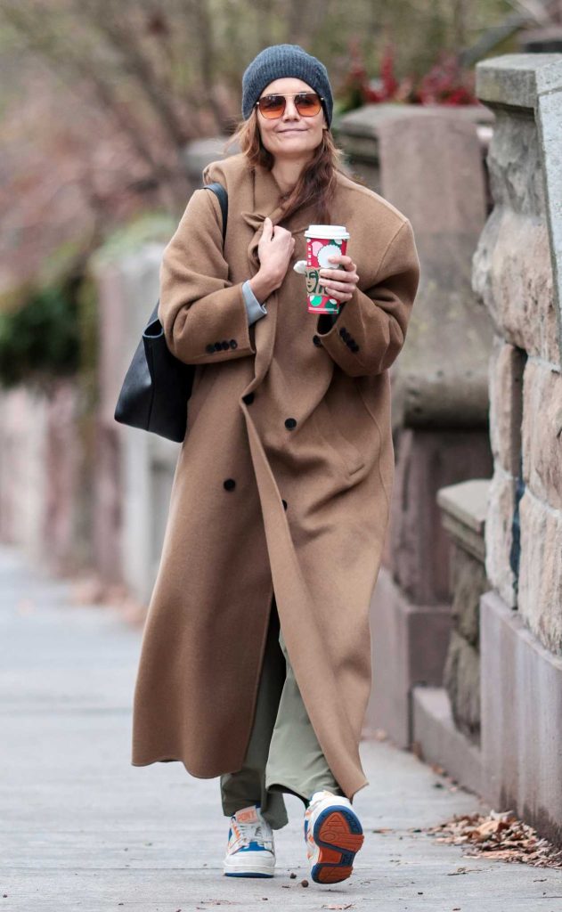 Katie Holmes in a Tan Coat