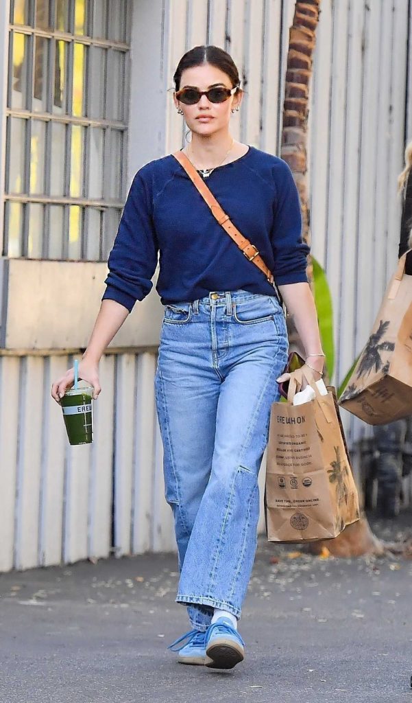 Lucy Hale in a Blue Sneakers