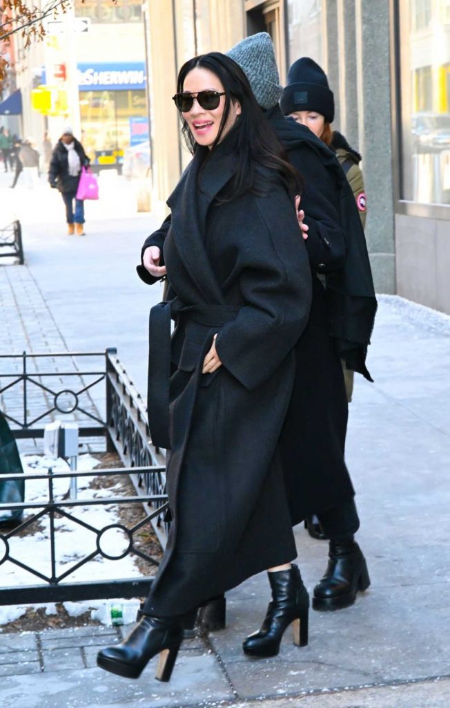 Lucy Liu in a Black Coat