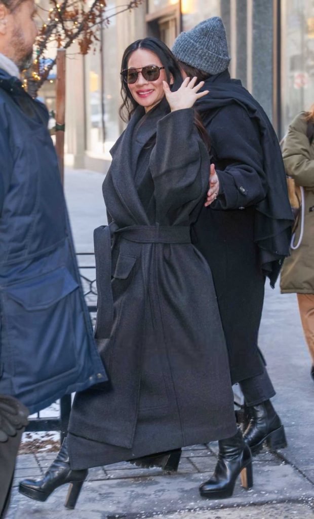 Lucy Liu in a Black Coat