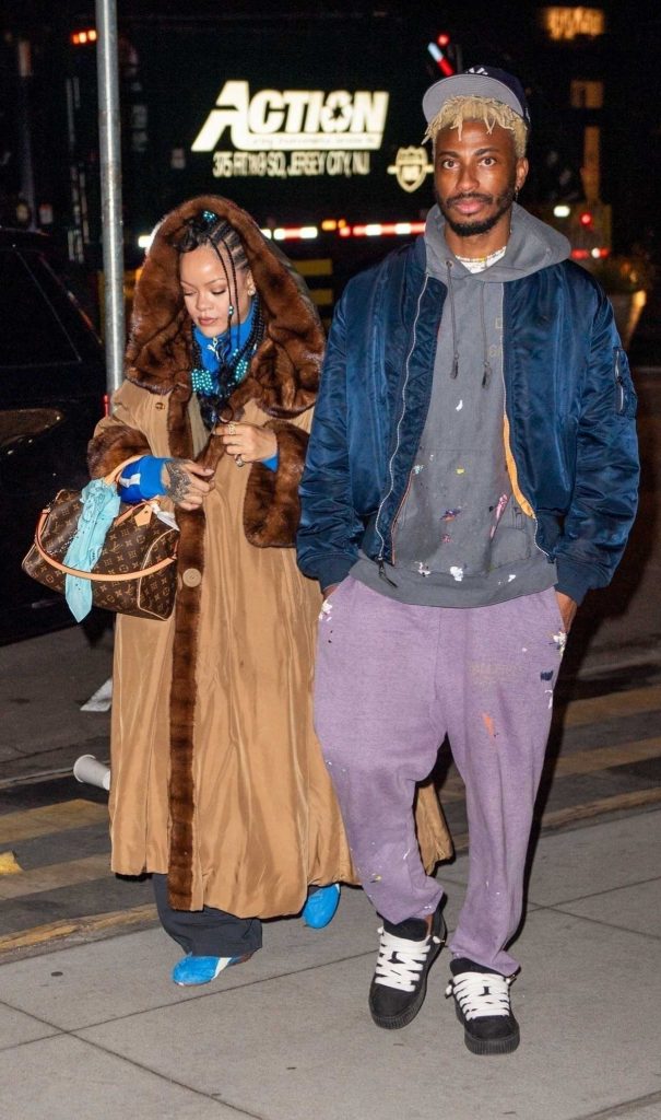 Rihanna in a Beige Fur Coat