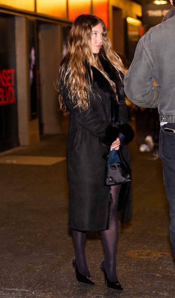 Sydney Sweeney in a Black Sheepskin Coat