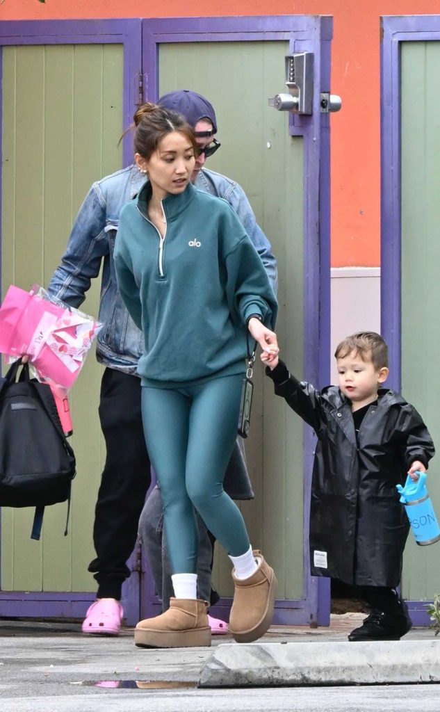 Brenda Song in a Turquoise Leggings