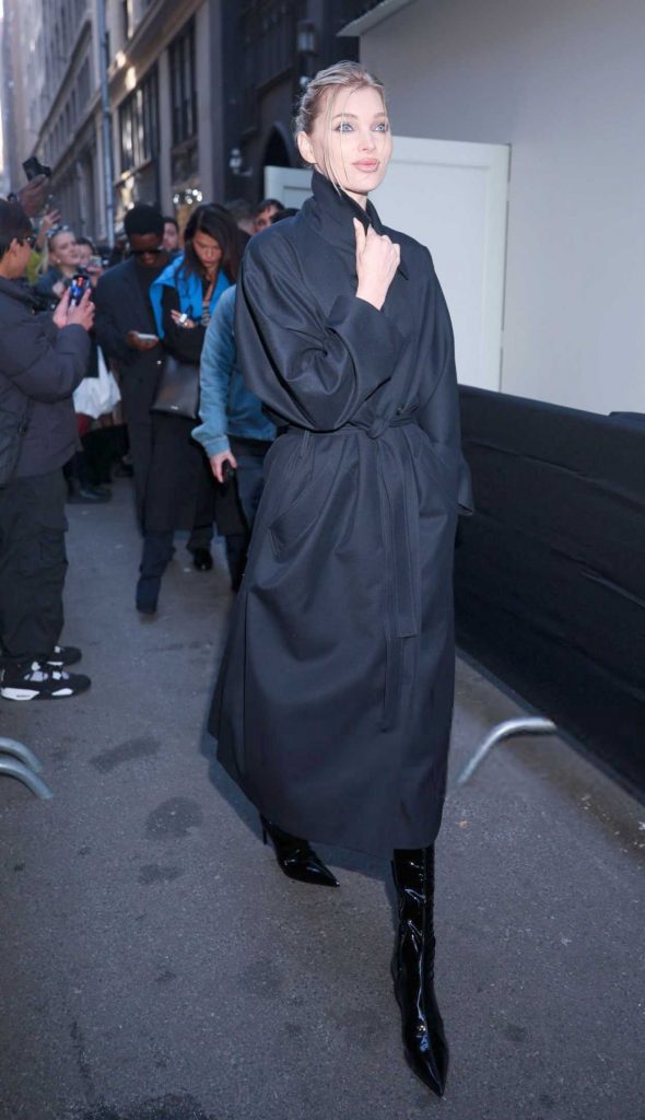 Elsa Hosk in a Black Trench Coat