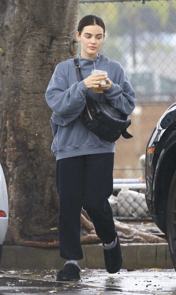 Lucy Hale in a Grey Sweatshirt