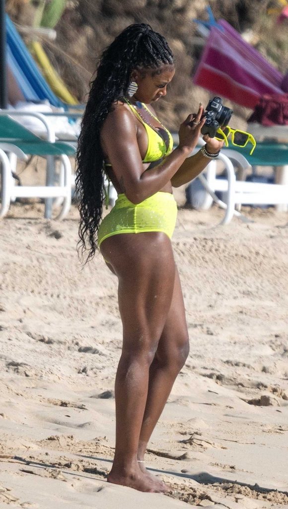 Charokee Young in a Neon Green Bikini