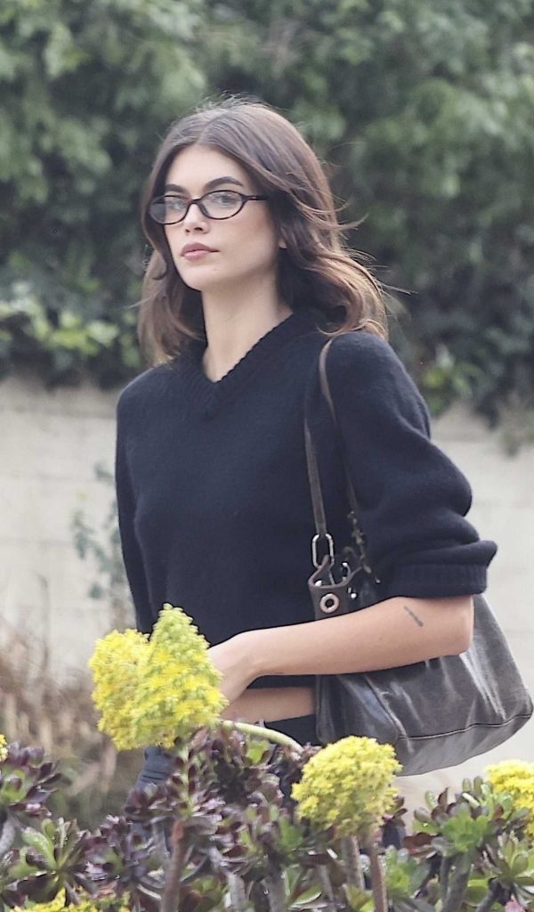 Kaia Gerber in a Black Pants