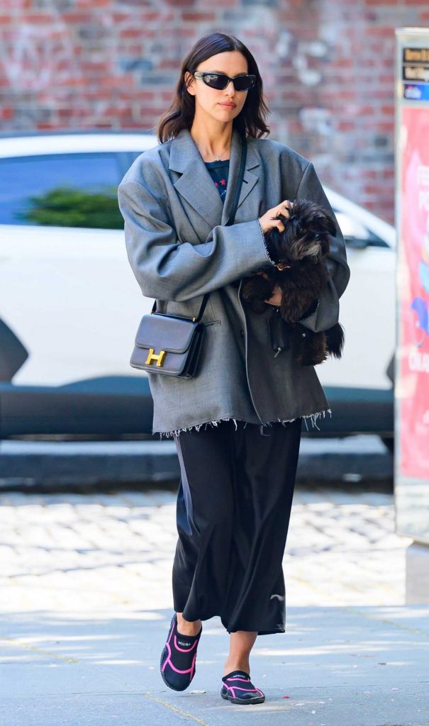 Irina Shayk in a Grey Blazer